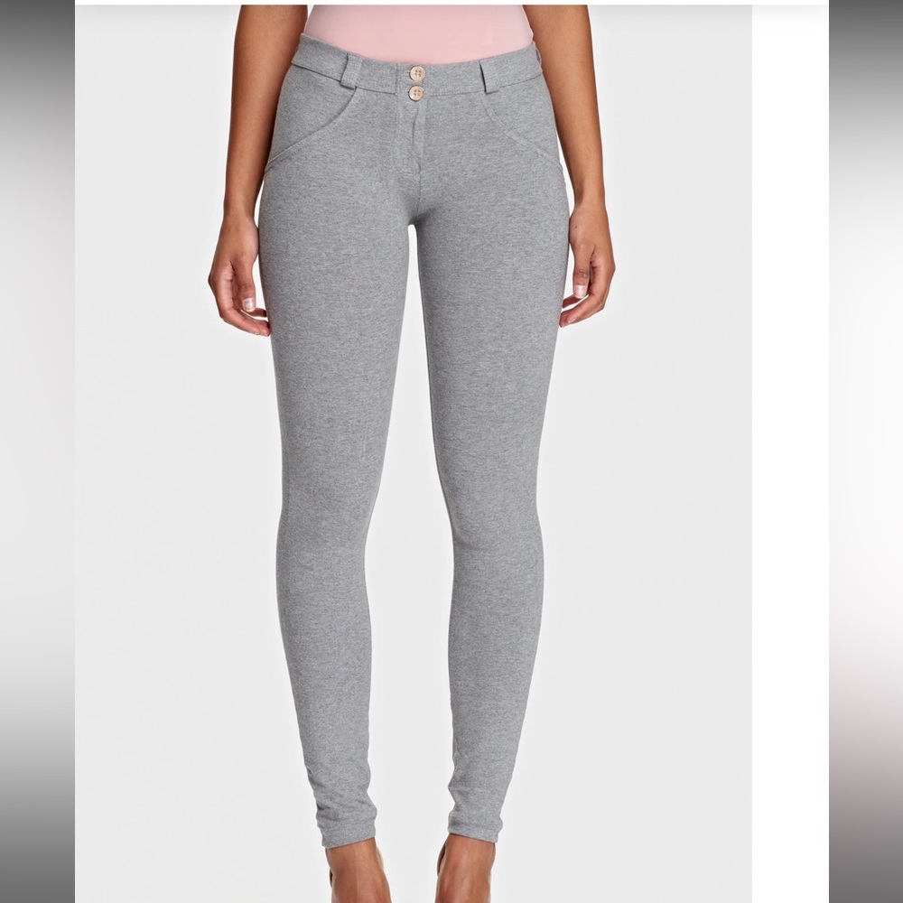Melange grey mid rise full length freddy fashion pants